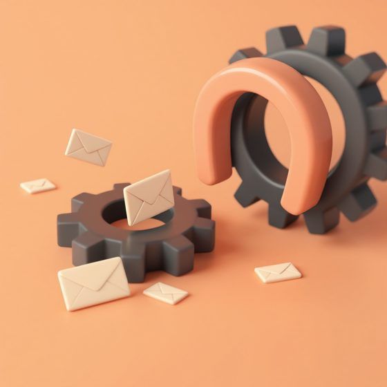A magnet pulling envelopes into the gears